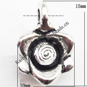 Pendant  Lead-Free Zinc Alloy Jewelry Findings, Flower 10x15mm hole=2mm, Sold per pkg of 700
