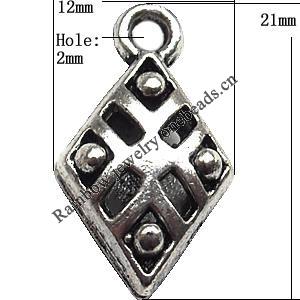 Pendant  Lead-Free Zinc Alloy Jewelry Findings, 12x21mm hole=2mm, Sold per pkg of 300
