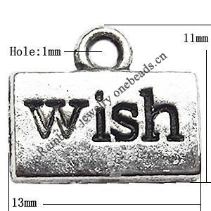 Pendant  Lead-Free Zinc Alloy Jewelry Findings, Rectangular 13x11mm hole=1mm, Sold per pkg of 1000