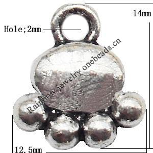Pendant Lead-Free Zinc Alloy Jewelry Findings, 12.5x14mm hole=2mm, Sold per pkg of 800