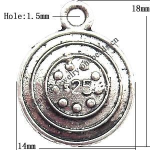 Pendant  Lead-Free Zinc Alloy Jewelry Findings, 14x18mm hole=1.5mm, Sold per pkg of 1000