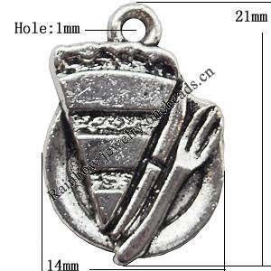 Pendant  Lead-Free Zinc Alloy Jewelry Findings, 14x21mm hole=1mm, Sold per pkg of 300