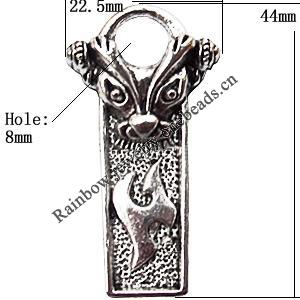 Pendant  Lead-Free Zinc Alloy Jewelry Findings, 44x22.5mm hole=8mm, Sold per pkg of 100