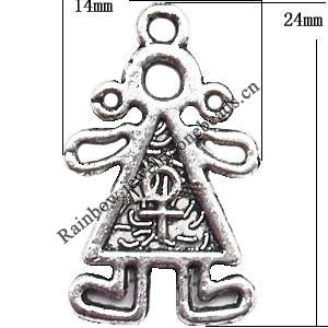 Pendant  Lead-Free Zinc Alloy Jewelry Findings, 14x24mm hole=1mm, Sold per pkg of 400