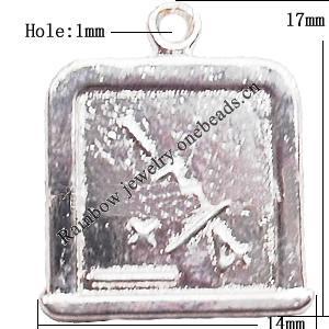 Pendant  Lead-Free Zinc Alloy Jewelry Findings, 14x17mm hole=1mm, Sold per pkg of 700