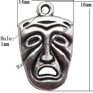 Pendant  Lead-Free Zinc Alloy Jewelry Findings, Face 15x15mm hole=1mm, Sold per pkg of 500