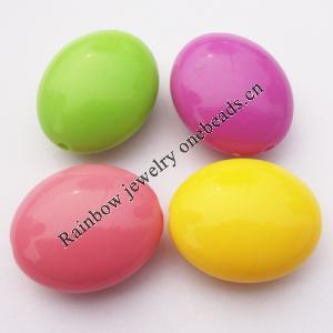 Solid Acrylic Beads, Oval Mix color 29x24mm hole=2.5mm Sold by Bag