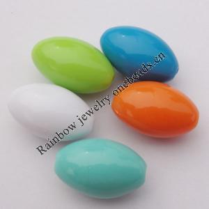 Solid Acrylic Beads, Oval Mix color 19x12mm hole=2.5mm Sold by Bag