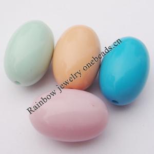 Solid Acrylic Beads, Oval Mix color 25x17mm hole=2.5mm Sold by Bag