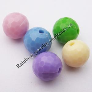 Solid Acrylic Beads,  Faceted Round Mix color 10mm hole=2mm Sold by Bag