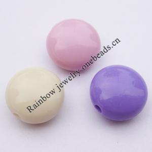 Solid Acrylic Beads, Flat Round Mix color 17x10mm hole=3mm Sold by Bag
