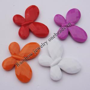 Solid Acrylic Beads, Faceted Butterfly Mix color 35x40mm hole=2mm Sold by Bag