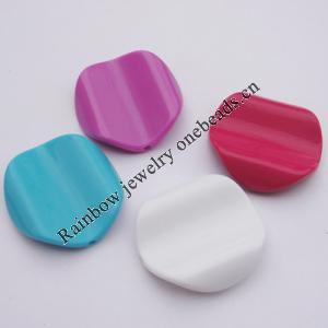 Solid Acrylic Beads, Faceted Flat Round  Mix color 35x34mm hole=3mm Sold by Bag