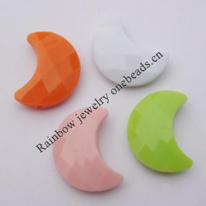 Solid Acrylic Beads, Faceted  Moon Mix color 24x19mm hole=2mm Sold by Bag