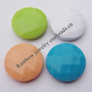 Solid Acrylic Beads, Faceted Flat Round Mix color 25mm hole=2mm Sold by Bag
