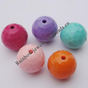 Solid Acrylic Beads, Faceted Round Mix color 16mm hole=2mm Sold by Bag
