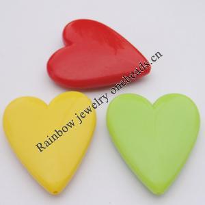Solid Acrylic Beads, Heart Mix color 46x40mm hole=2mm Sold by Bag