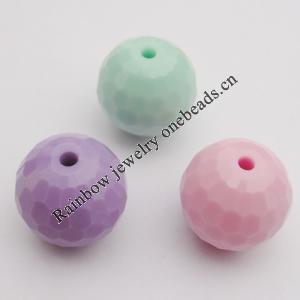 Solid Acrylic Beads, Faceted Round Mix color 18mm hole=2mm Sold by Bag