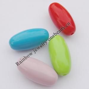 Solid Acrylic Beads, Oval Mix color 39x20mm hole=4mm Sold by Bag