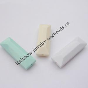 Solid Acrylic Beads, Faceted Rectangle Mix color 37x12mm hole=2mm Sold by Bag