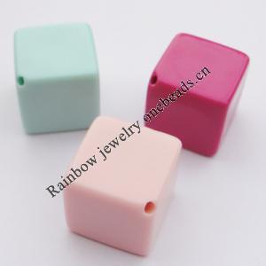 Solid Acrylic Beads, Cube Mix color 30mm hole=2mm Sold by Bag