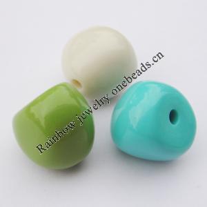 Solid Acrylic Beads, Nugget Mix color 13x20mm hole=3mm Sold by Bag