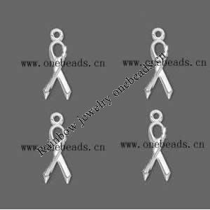 Pendant, lead-free antiqued silver-plated pewter ，16x6mm awareness ribbon,Sold by PC