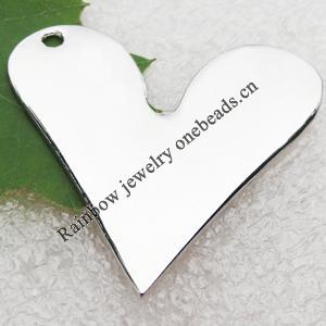 Zinc Alloy Jewelry Pendant / Drop, Heart, 36x40x2mm, Sold by PC