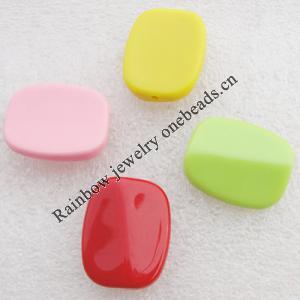 Solid Acrylic Beads, Rectangle Mix color 26.5x21mm hole=2mm Sold by Bag