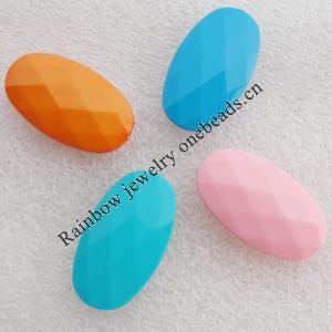 Solid Acrylic Beads, Faceted Flat Oval Mix color 35x24mm hole=2.5mm Sold by Bag