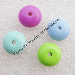 Solid Acrylic Beads, Flat Round Mix color 16x8mm hole=2.5mm Sold by Bag