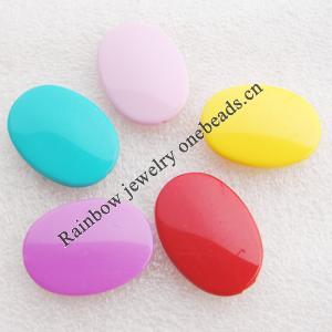 Solid Acrylic Beads, Flat Oval Mix color 34x24mm hole=1.5mm Sold by Bag