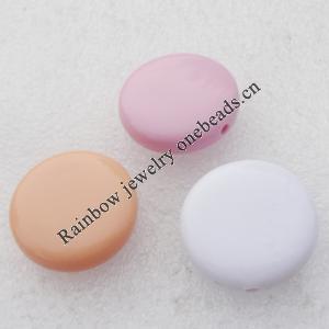 Solid Acrylic Beads, Flat Round Mix color 28mm hole=2.5mm Sold by Bag