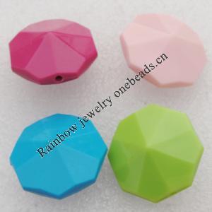 Solid Acrylic Beads, Facteted Polygon Mix color 28mm hole=2mm Sold by Bag