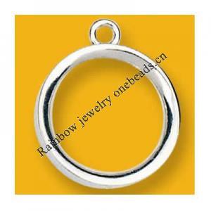 Pendant Lead-Free Zinc Alloy Jewelry Findings Donut Platina plated 24mm Sold by Bag