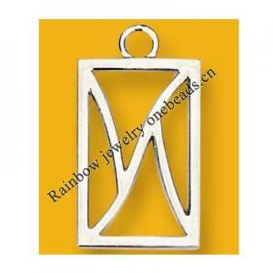 Pendant Lead-Free Zinc Alloy Jewelry Findings Rectangular Platina plated 24x10mm Sold by Bag