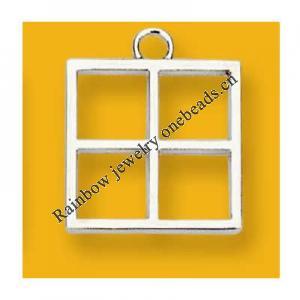 Pendant Lead-Free Zinc Alloy Jewelry Findings Square Platina plated 20x20mm Sold by Bag