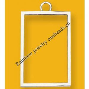 Pendant Lead-Free Zinc Alloy Jewelry Findings Rectangular Platina plated 30x20mm Sold by Bag