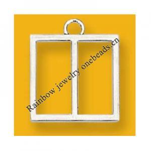 Pendant Lead-Free Zinc Alloy Jewelry Findings Square Platina plated 20x20mm Sold by Bag