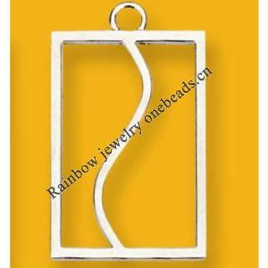 Pendant Lead-Free Zinc Alloy Jewelry Findings Rectangular Platina plated 30x20mm Sold by Bag