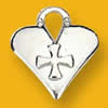 Pendant Lead-Free Zinc Alloy Jewelry Findings Heart Platina plated 14x16mm Sold by Bag