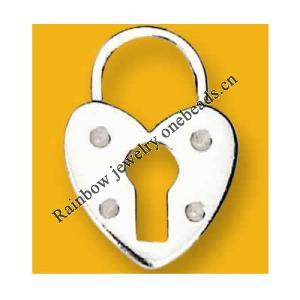 Pendant Lead-Free Zinc Alloy Jewelry Findings Heart Platina plated 20x20mm Sold by Bag