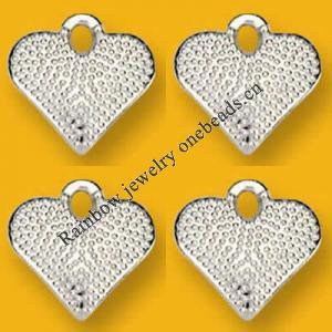 Pendant Lead-Free Zinc Alloy Jewelry Findings Heart Platina plated 15x12mm Sold by Bag