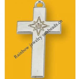 Pendant Lead-Free Zinc Alloy Jewelry Findings Cross Platina plated 30x9mm Sold by Bag