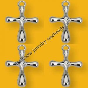 Pendant Lead-Free Zinc Alloy Jewelry Findings Cross Platina plated 17x15mm Sold by Bag