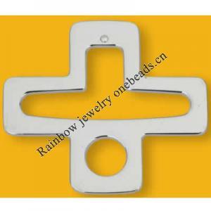Pendant Lead-Free Zinc Alloy Jewelry Findings Cross Platina plated 60x50x2mm Sold by Bag