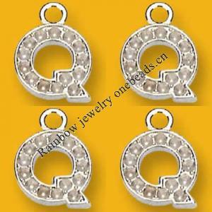Pendant Lead-Free Zinc Alloy Jewelry Findings Platina plated 12x11mm Sold by Bag