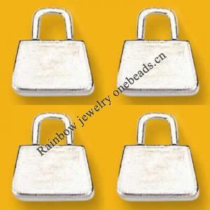 Pendant Lead-Free Zinc Alloy Jewelry Findings Lock Platina plated 14x14mm Sold by Bag