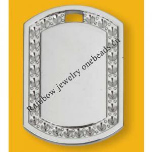 Pendant Lead-Free Zinc Alloy Jewelry Findings Rectangle Platina plated 50x35x3mm Sold by Bag