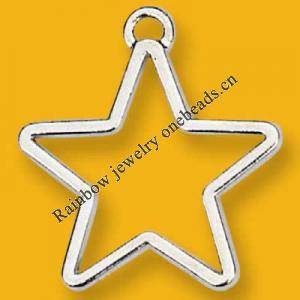 Pendant Lead-Free Zinc Alloy Jewelry Findings Star Platina plated 30x30mm Sold by Bag